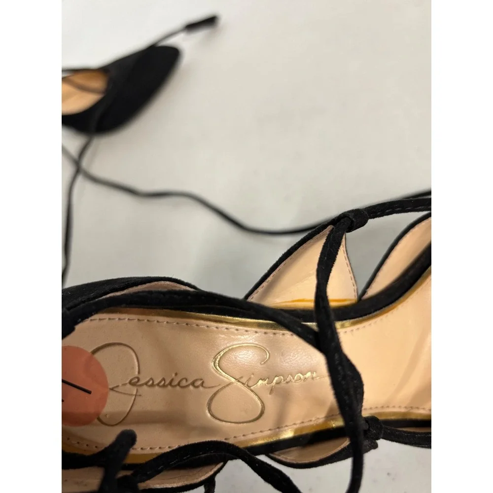 Jessica Simpson Womens Black Lace Up Tassel Ghillie Pointed Toe Stiletto Heels 7